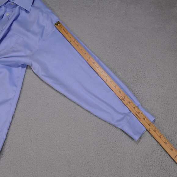 Jos A Bank Signature Button Shirt Men 17 - 33 Blue Button Up Long Sleeve - Picture 15 of 16